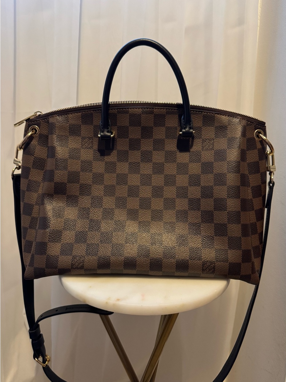 Louis Vuitton Brown Damier Ebene Tote with Black Handles - Picture 2 of 3